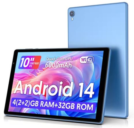 Tablet 10-inch, Latest Android 14