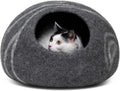 Cat Cave – Premium Felt Cat Bed for Indoor Cats, Handmade 100% Merino Wool, Cat (Medium, Dark Grey)